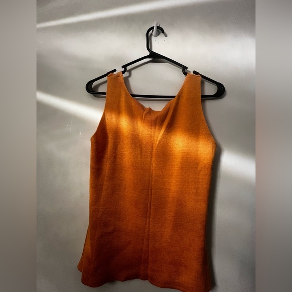 Figurina 100% Silk Orange Glam Summer Tank Top Size L - Picture 9 of 10